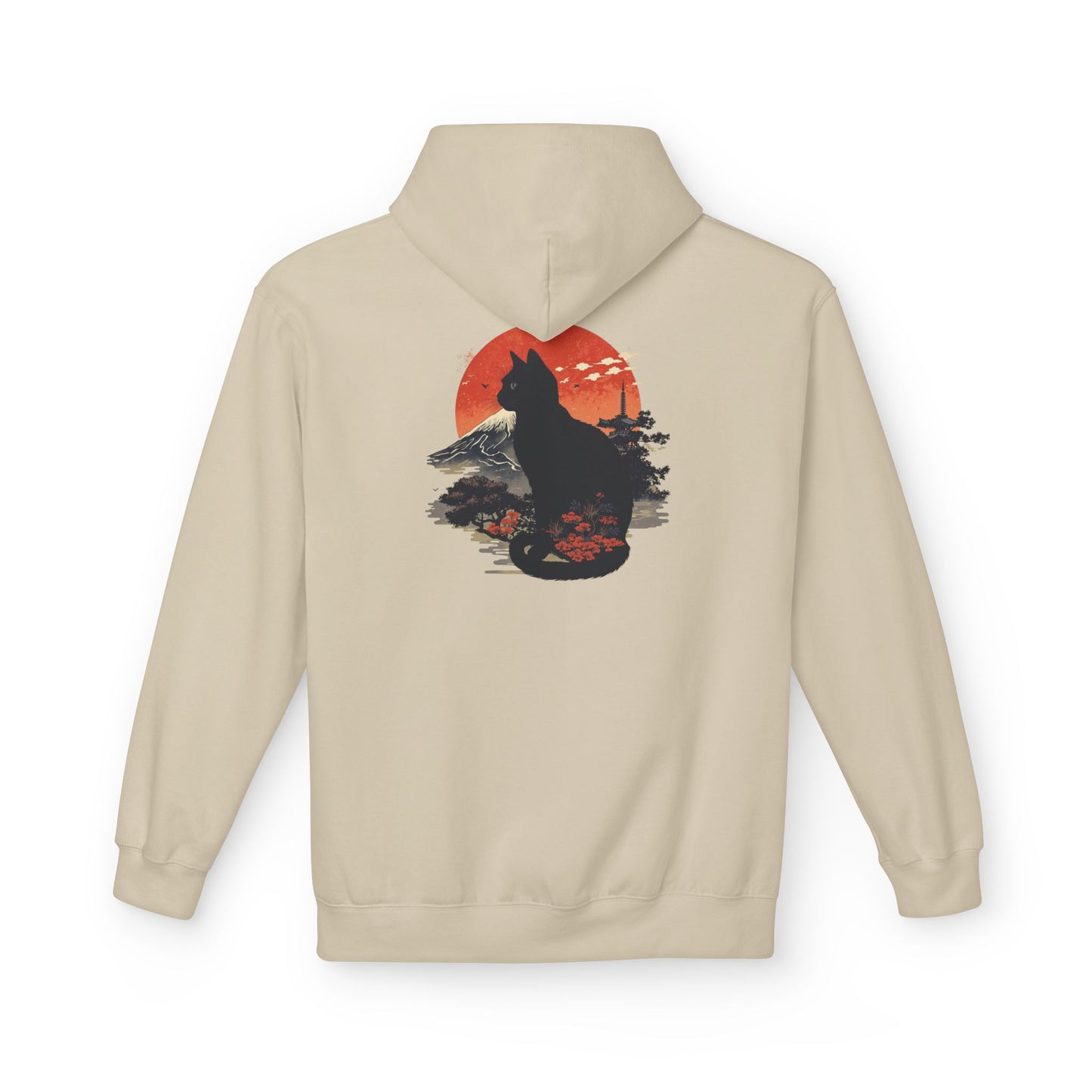 Cat Silhouette Fleece Hoodie, Unique Cat Lover Gift, Cozy Casual Wear, Perfect for Fall, Animal Lover Apparel, Birthday Gift Idea