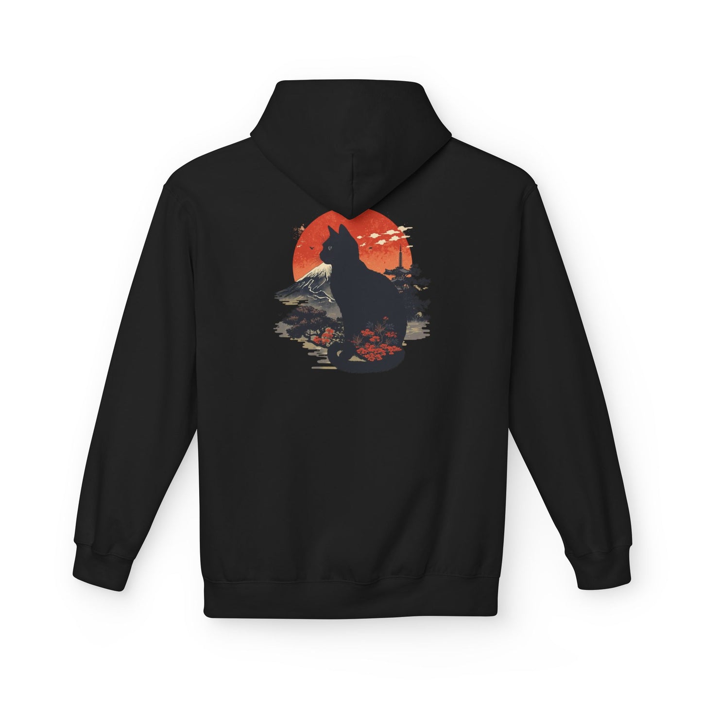 Cat Silhouette Fleece Hoodie, Unique Cat Lover Gift, Cozy Casual Wear, Perfect for Fall, Animal Lover Apparel, Birthday Gift Idea