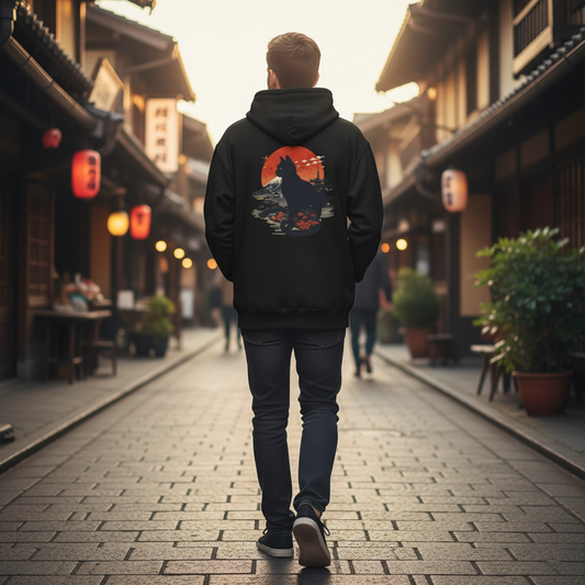 Cat Silhouette Fleece Hoodie, Unique Cat Lover Gift, Cozy Casual Wear, Perfect for Fall, Animal Lover Apparel, Birthday Gift Idea