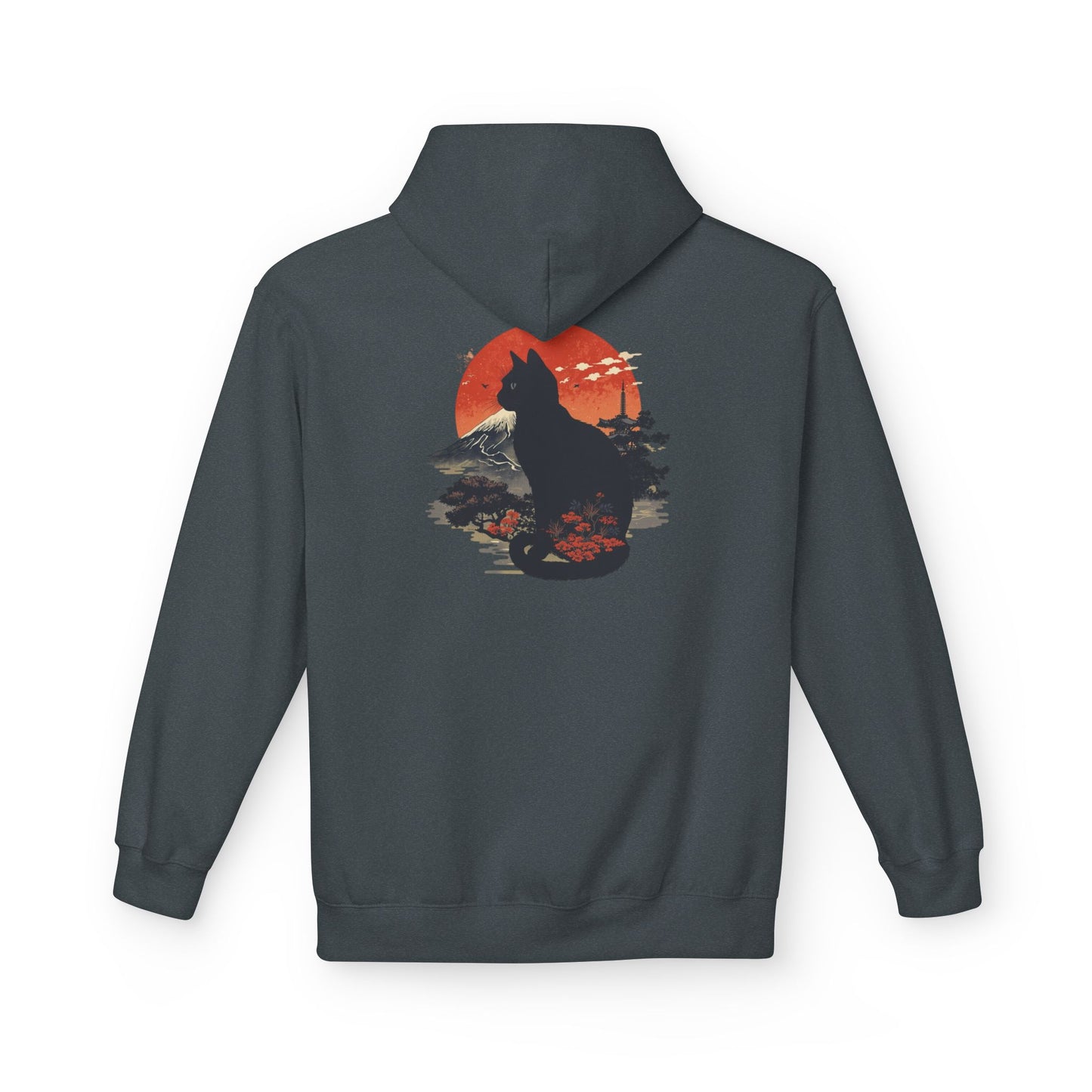 Cat Silhouette Fleece Hoodie, Unique Cat Lover Gift, Cozy Casual Wear, Perfect for Fall, Animal Lover Apparel, Birthday Gift Idea