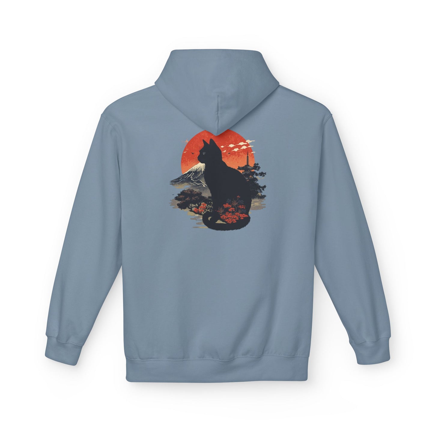 Cat Silhouette Fleece Hoodie, Unique Cat Lover Gift, Cozy Casual Wear, Perfect for Fall, Animal Lover Apparel, Birthday Gift Idea