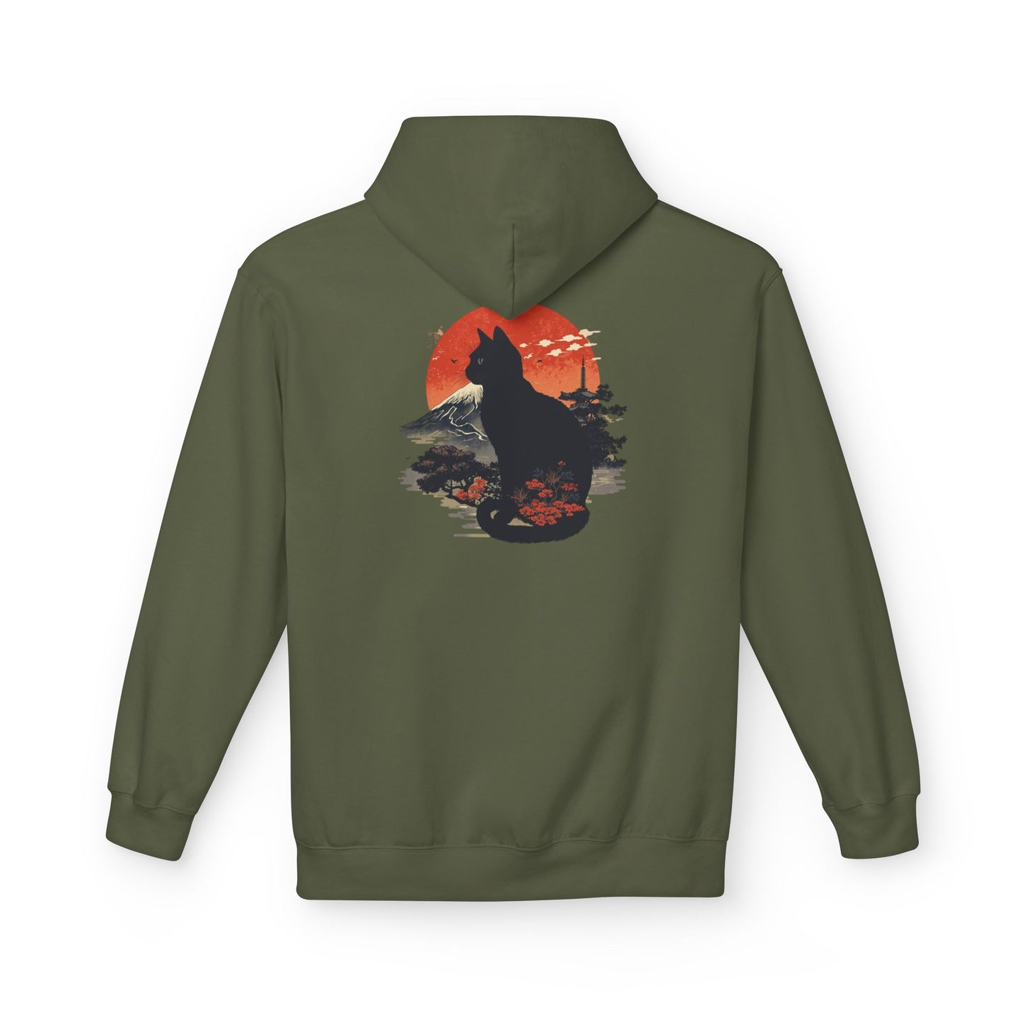 Cat Silhouette Fleece Hoodie, Unique Cat Lover Gift, Cozy Casual Wear, Perfect for Fall, Animal Lover Apparel, Birthday Gift Idea
