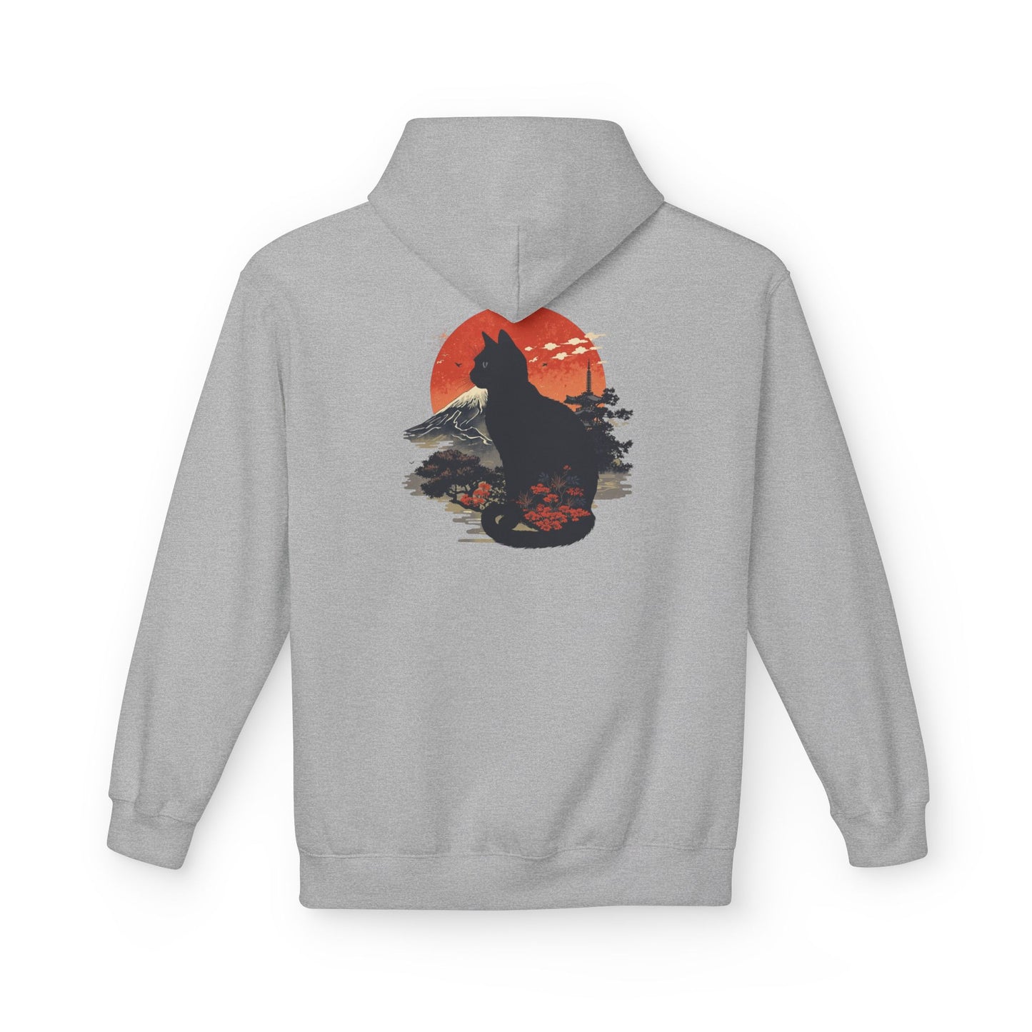 Cat Silhouette Fleece Hoodie, Unique Cat Lover Gift, Cozy Casual Wear, Perfect for Fall, Animal Lover Apparel, Birthday Gift Idea