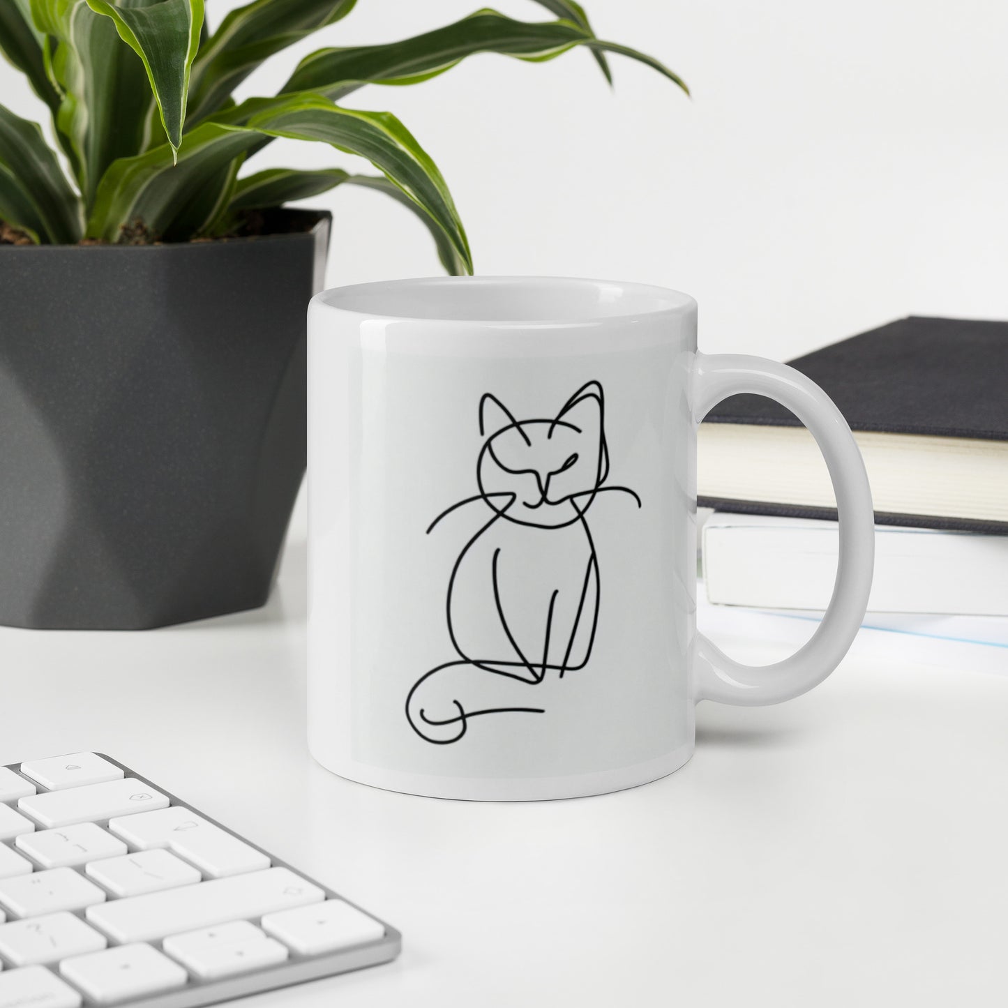 Feline White glossy mug